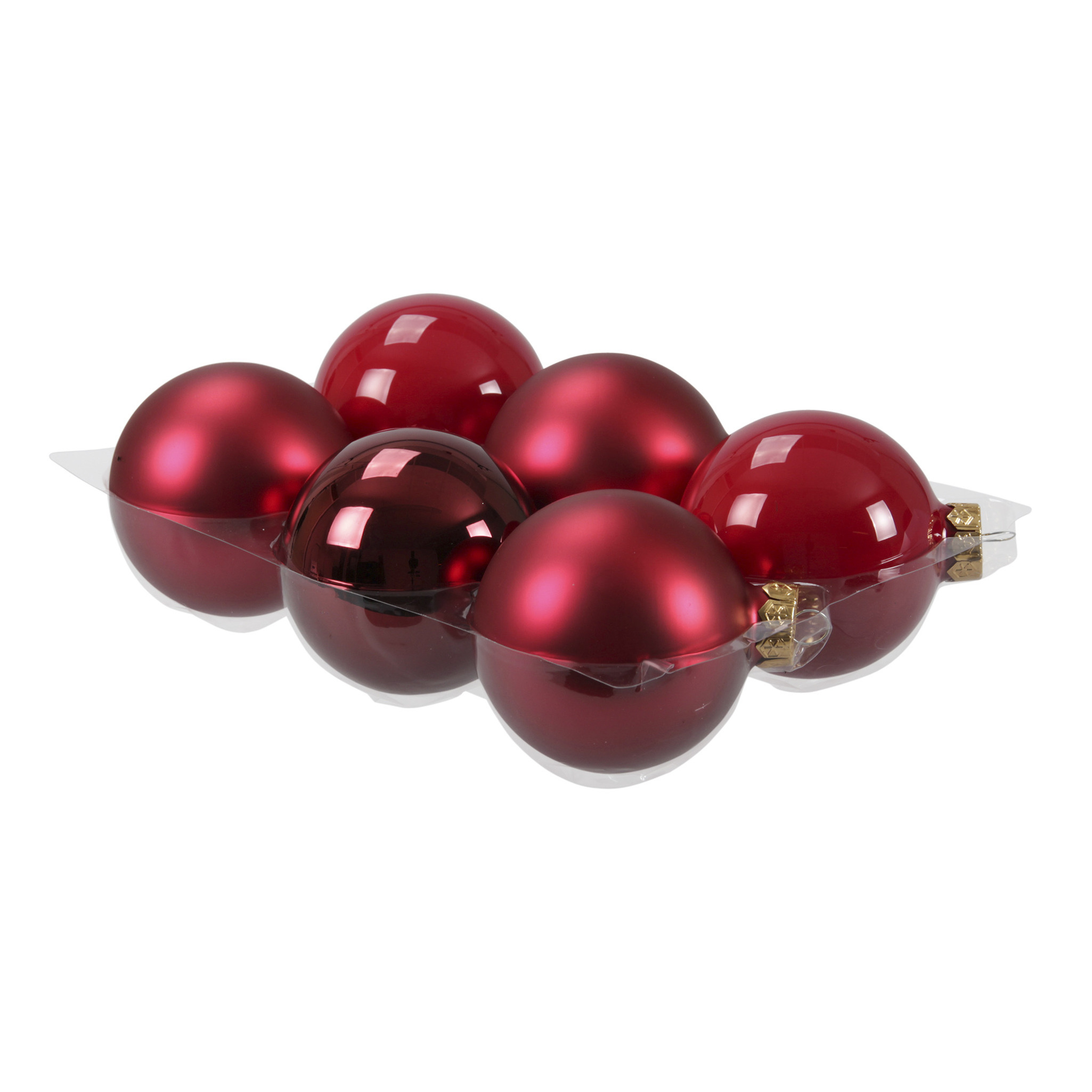 Othmar Decorations Kerstballen - 6x st - rood - D8 cm - glas -