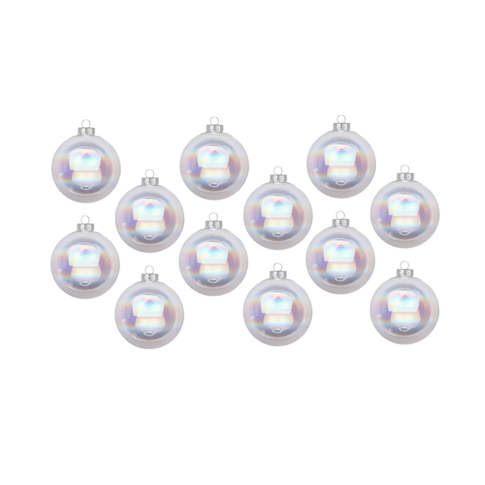 Christmas goods Inge  Kerstballen - 12x st - transparant parelmoer - D8 cm - glas -