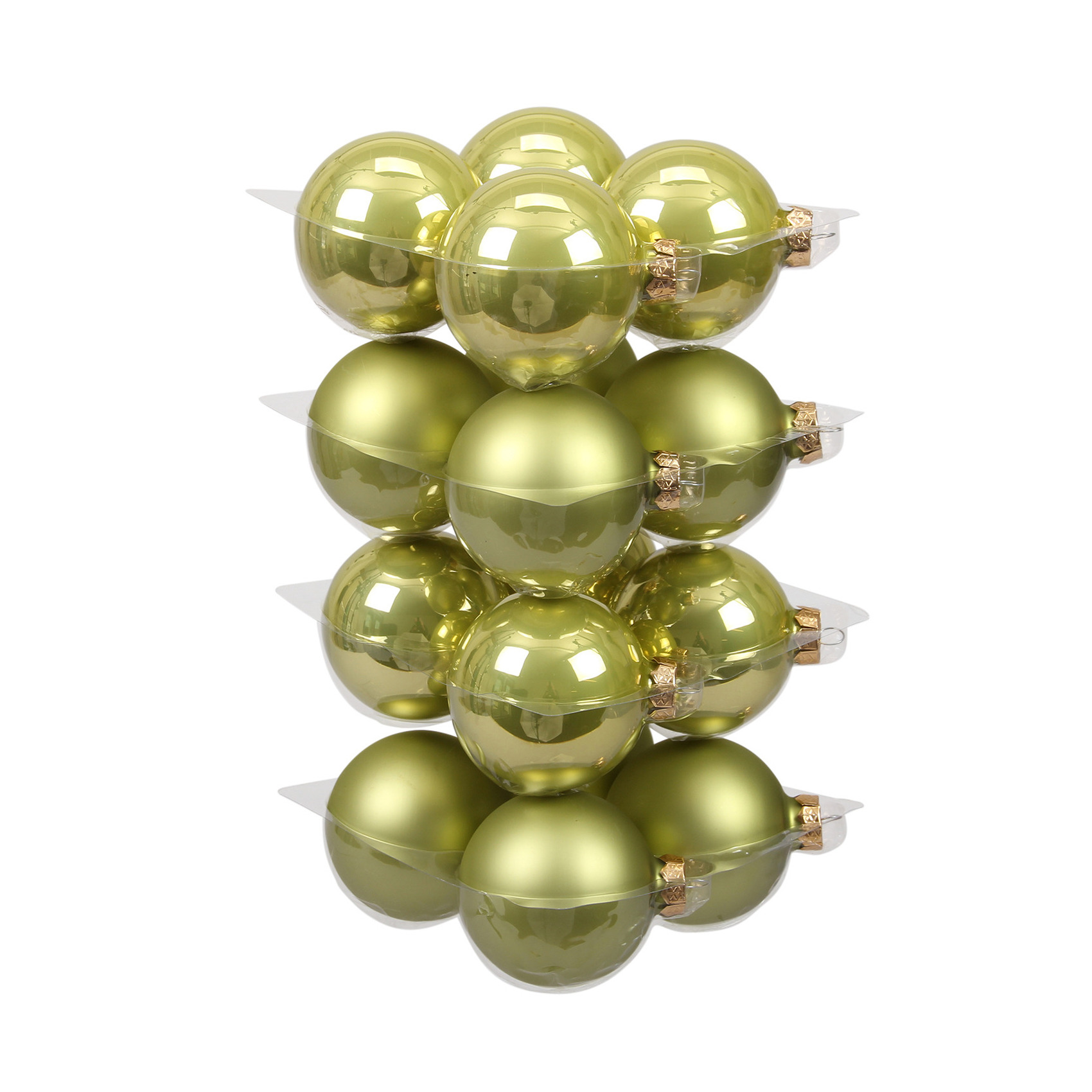 Othmar Decorations Kerstballen - 16x st - salie groen - 8 cm - glas -