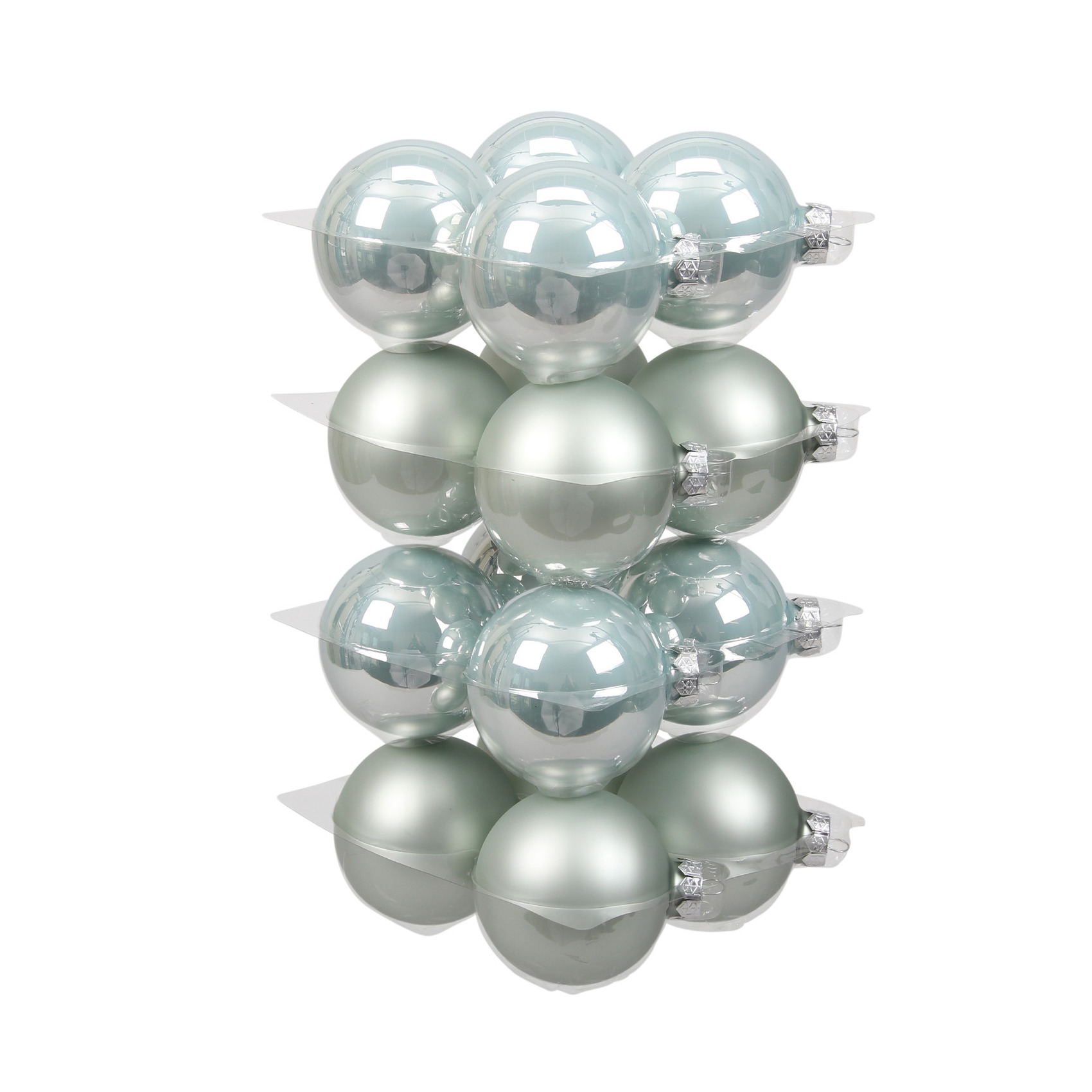 Othmar Decorations Kerstballen - 16x st - mintgroen - 8 cm - glas -