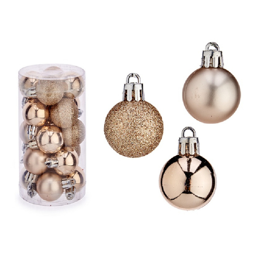 Krist+ kleine kerstballen - 20x - champagne - 3 cm -kunststof -