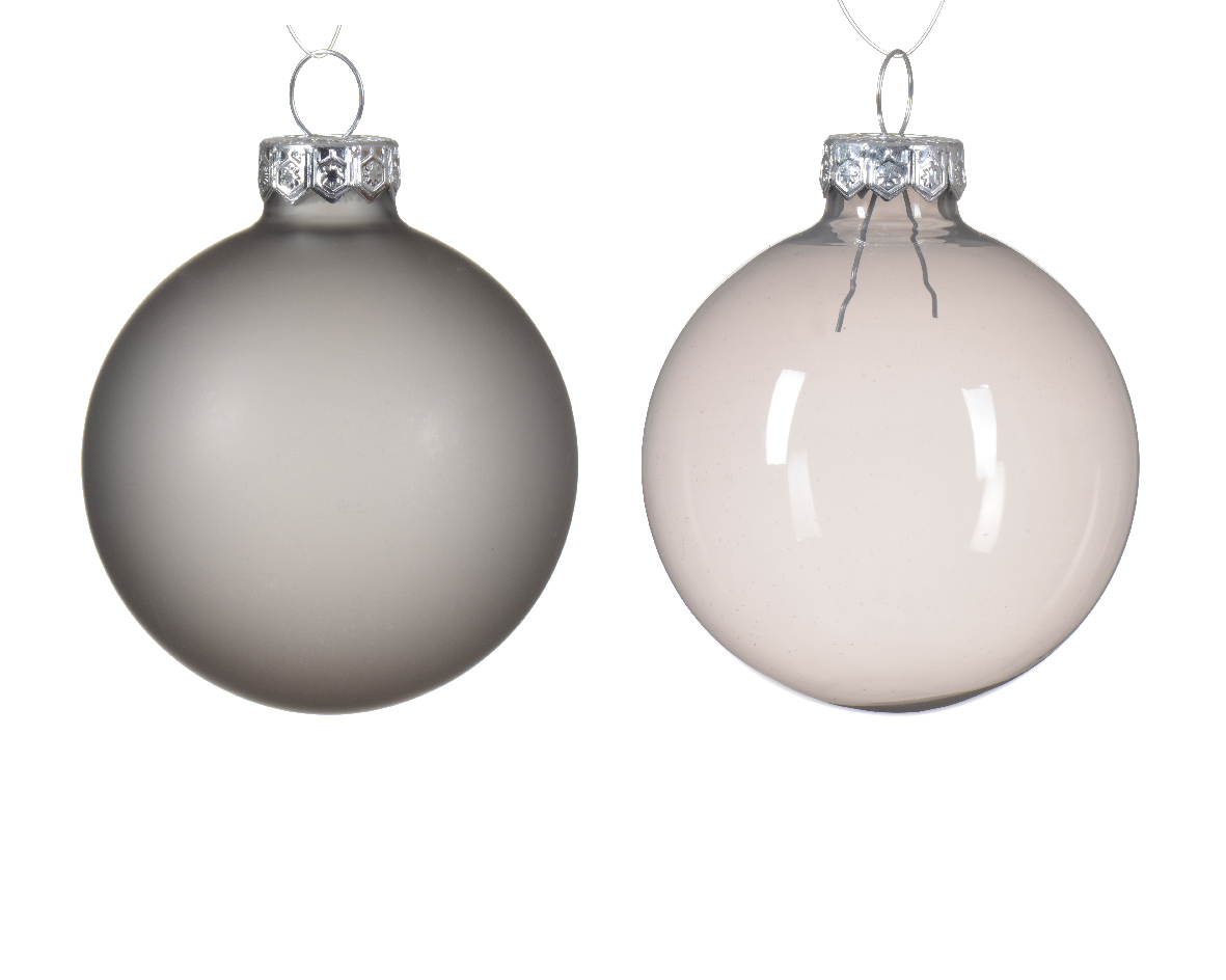 Decoris Kerstbal glas d6 cm marmer grijs 6st kerst - 