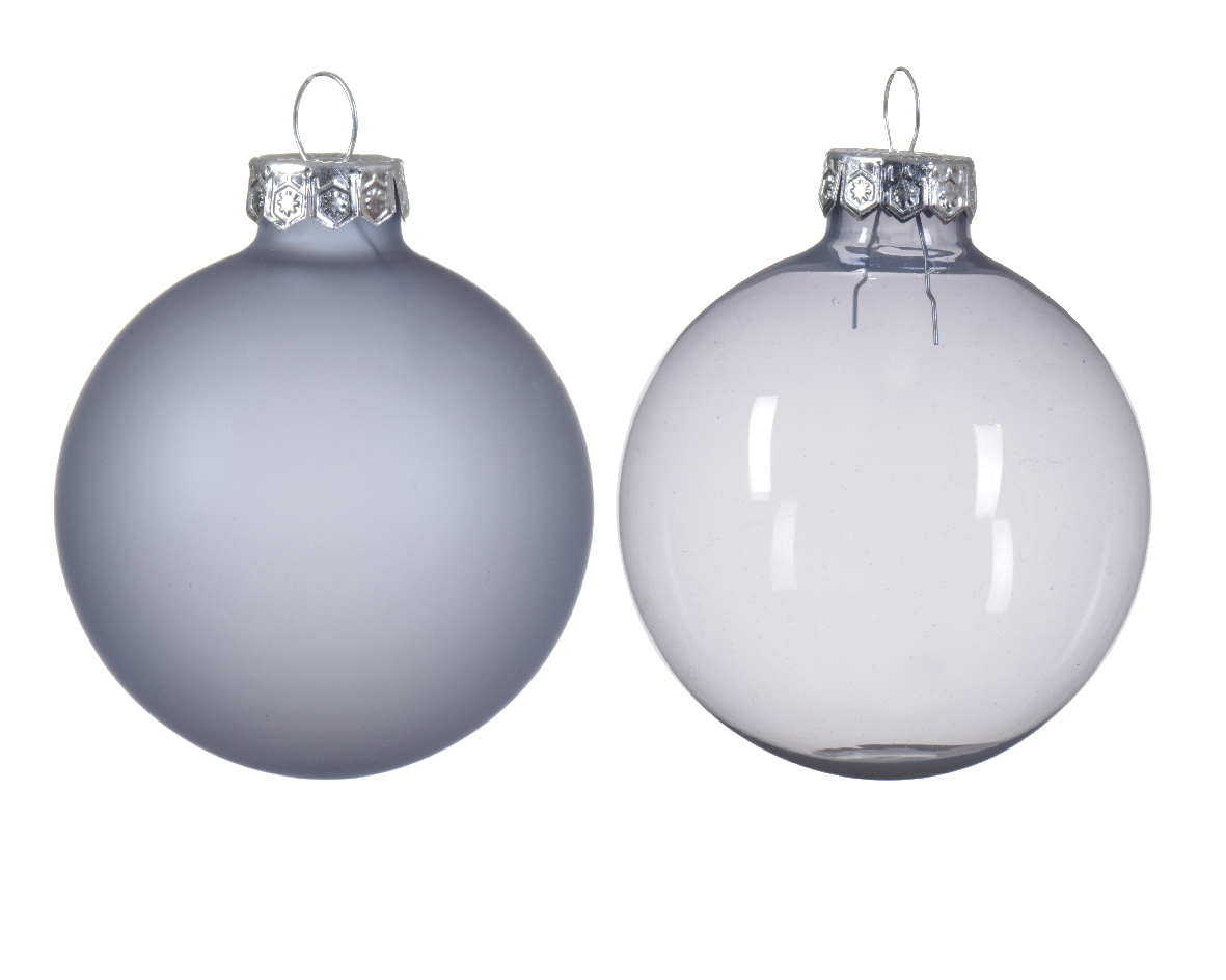 Decoris Kerstbal glas d6 cm mist blauw 6st kerst - 