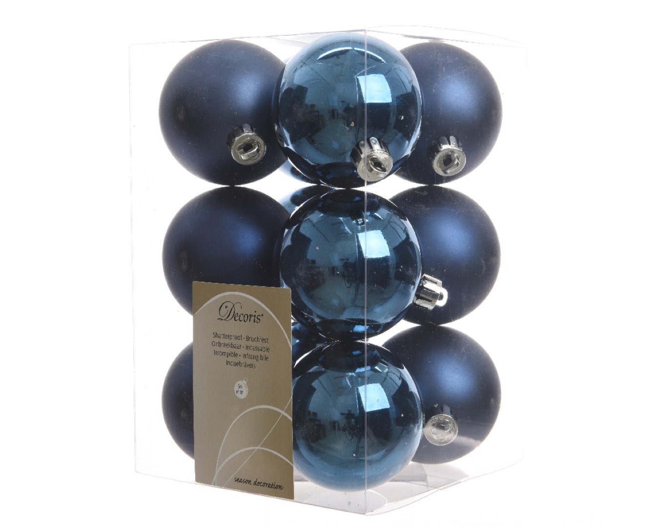 KSD Kerstbal plastic glans-mat diameter 6cm nacht blauw - 