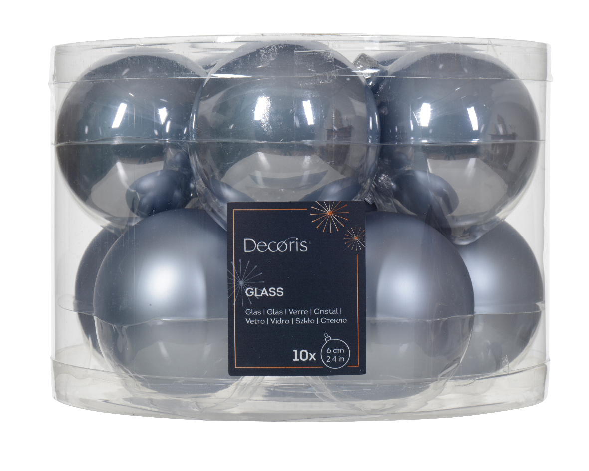 Decoris Kerstbal glas d6 cm mblw ass 10st kerst - 