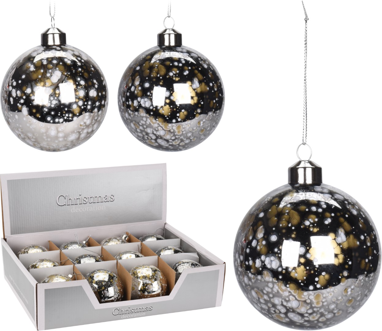 Nampook 5 stuks! Kerstbal stip deco 80 mm 2 assorti k - 