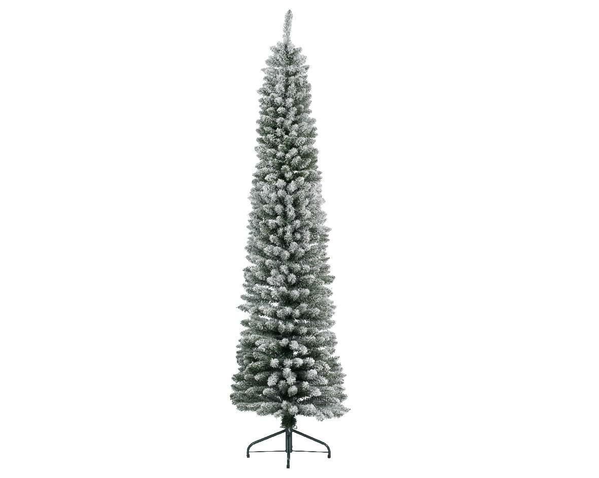 Everlands Kunstkerstboom Pencil pine snowy h210 cm dia 50 cm extra smal groen/wit - 