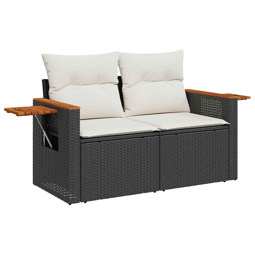 vidaXL 5-delige Loungeset met kussens poly rattan zwart