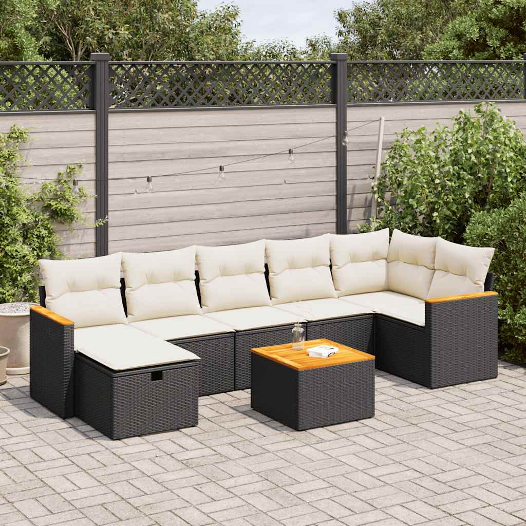 VidaXL 8-delige Loungeset met kussens poly rattan zwart