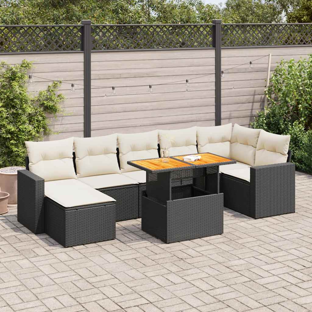 VidaXL 8-delige Loungeset met kussens poly rattan zwart