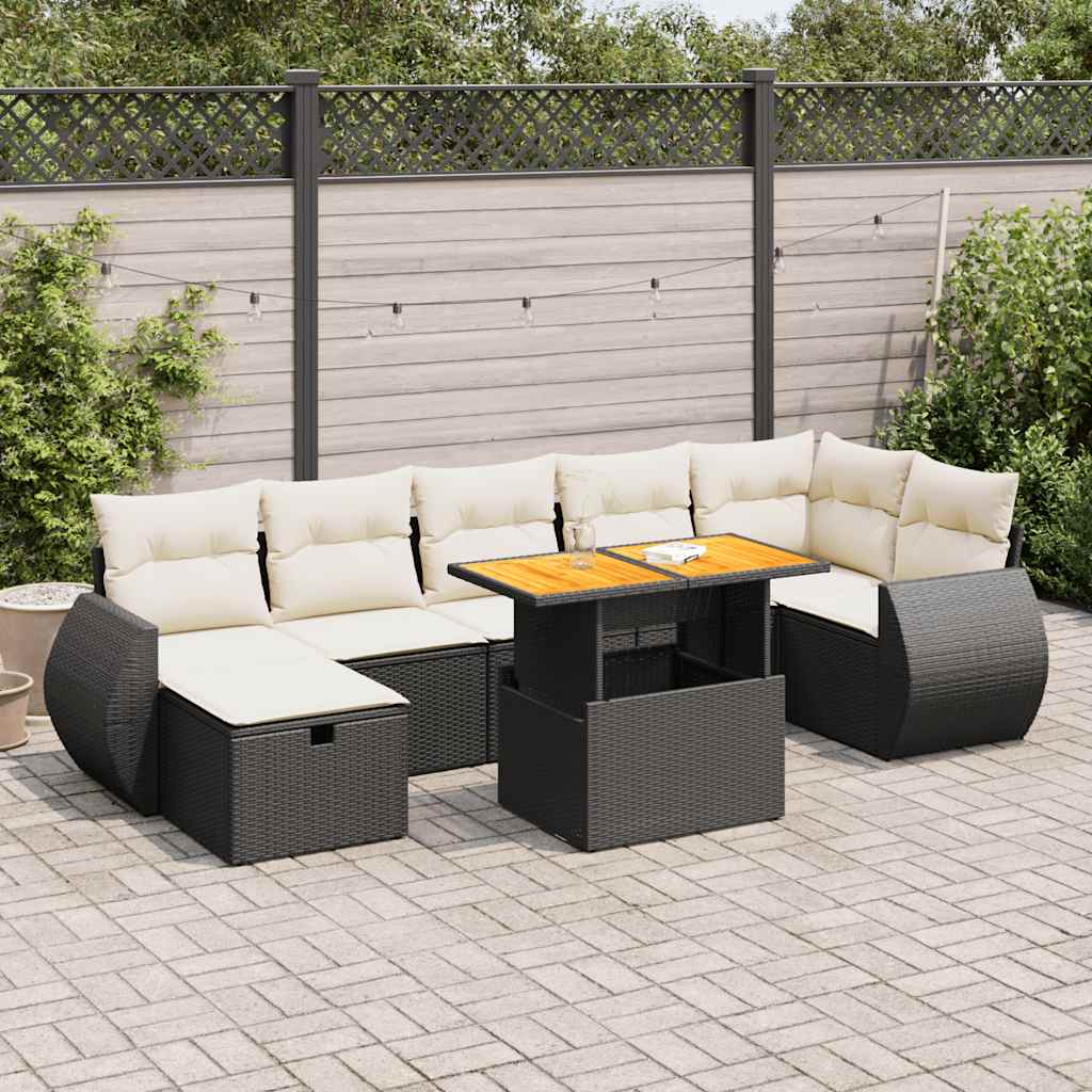 VidaXL 5-delige Loungeset met kussens poly rattan acacia zwart