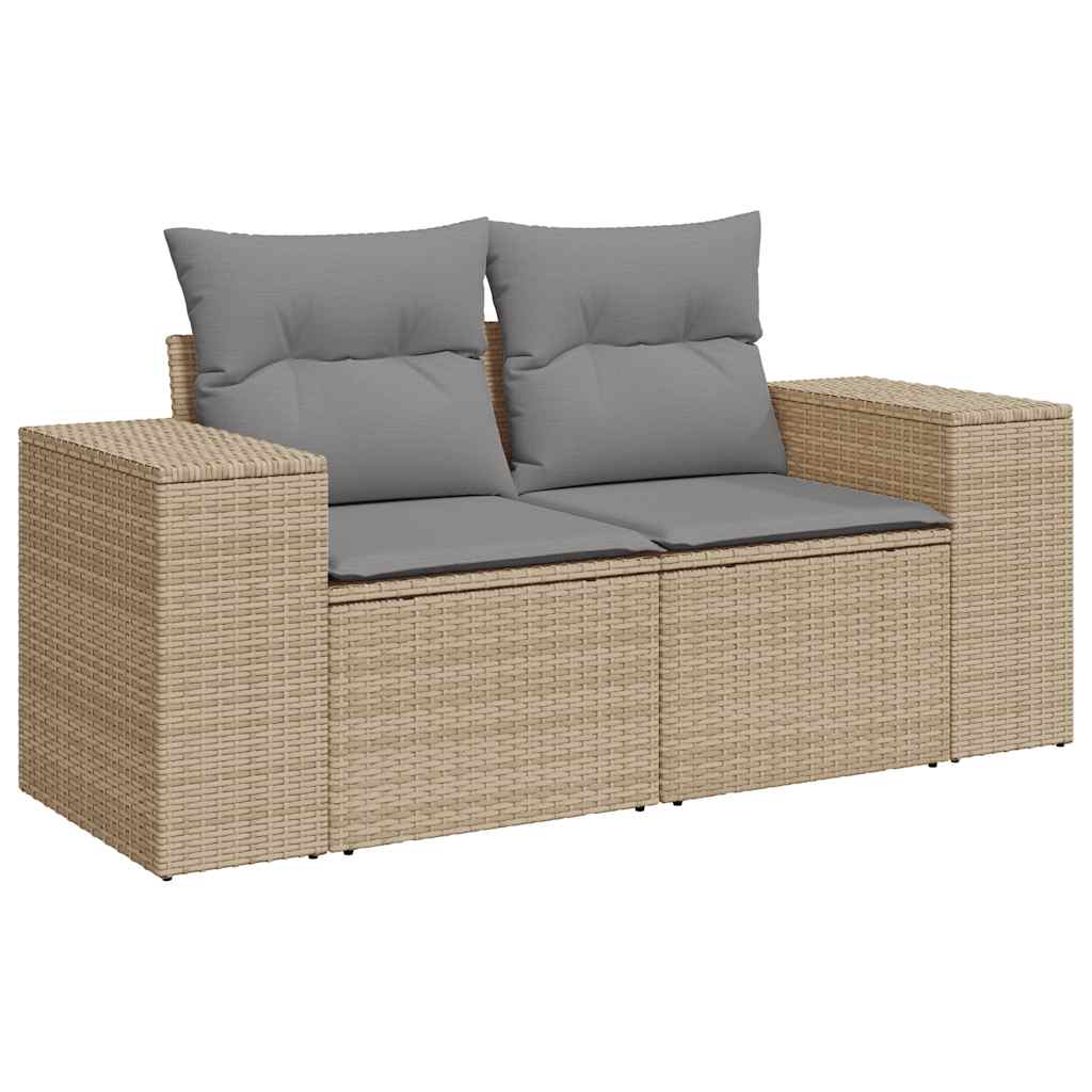 vidaXL 5-delige Loungeset met kussens poly rattan beige