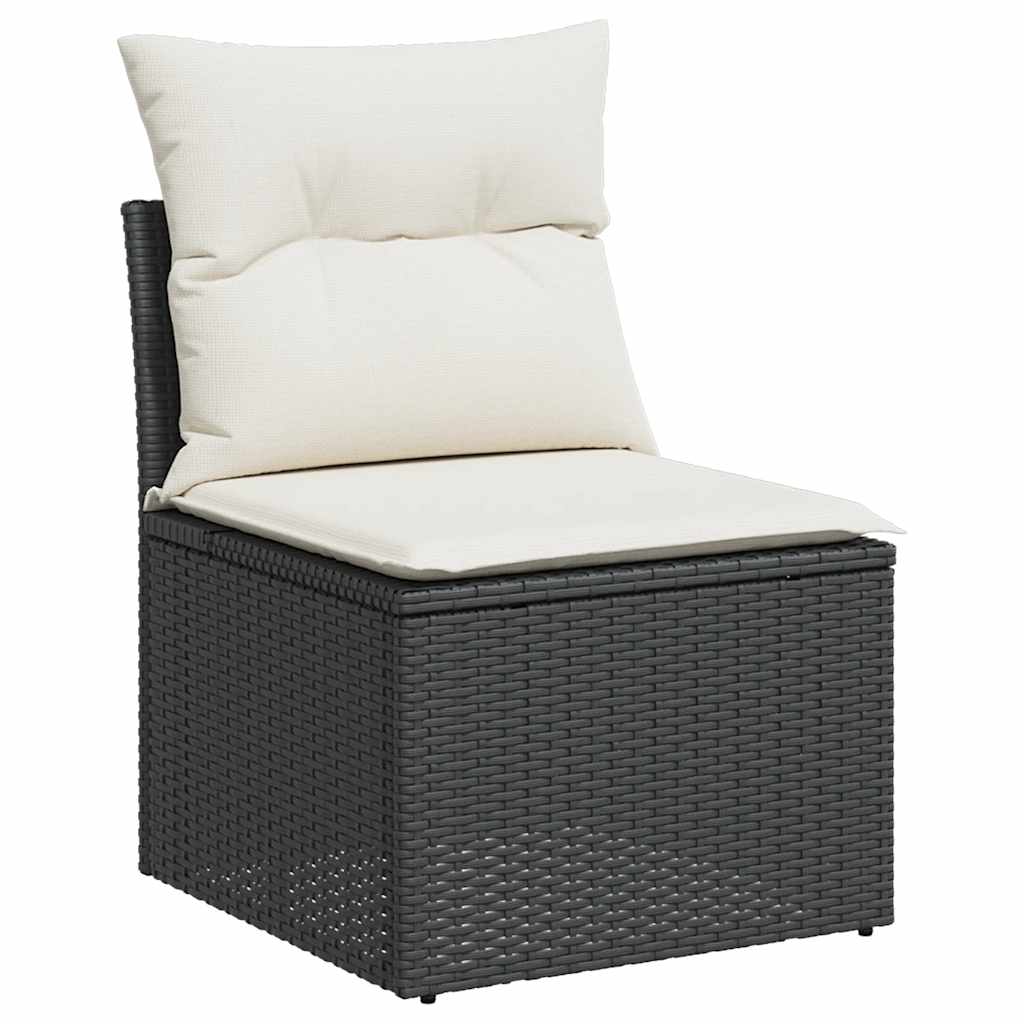 vidaXL 7-delige Loungeset met kussens poly rattan zwart