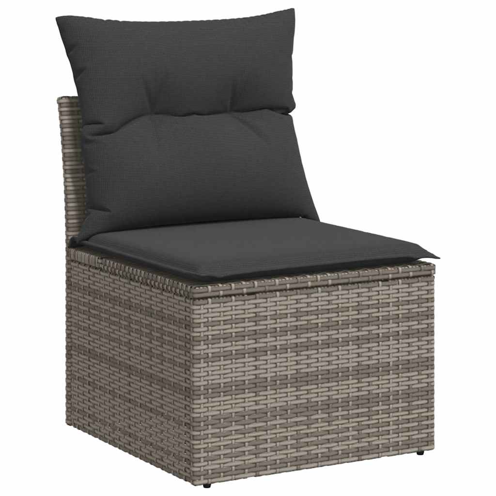 vidaXL 9-delige Loungeset met kussens poly rattan grijs