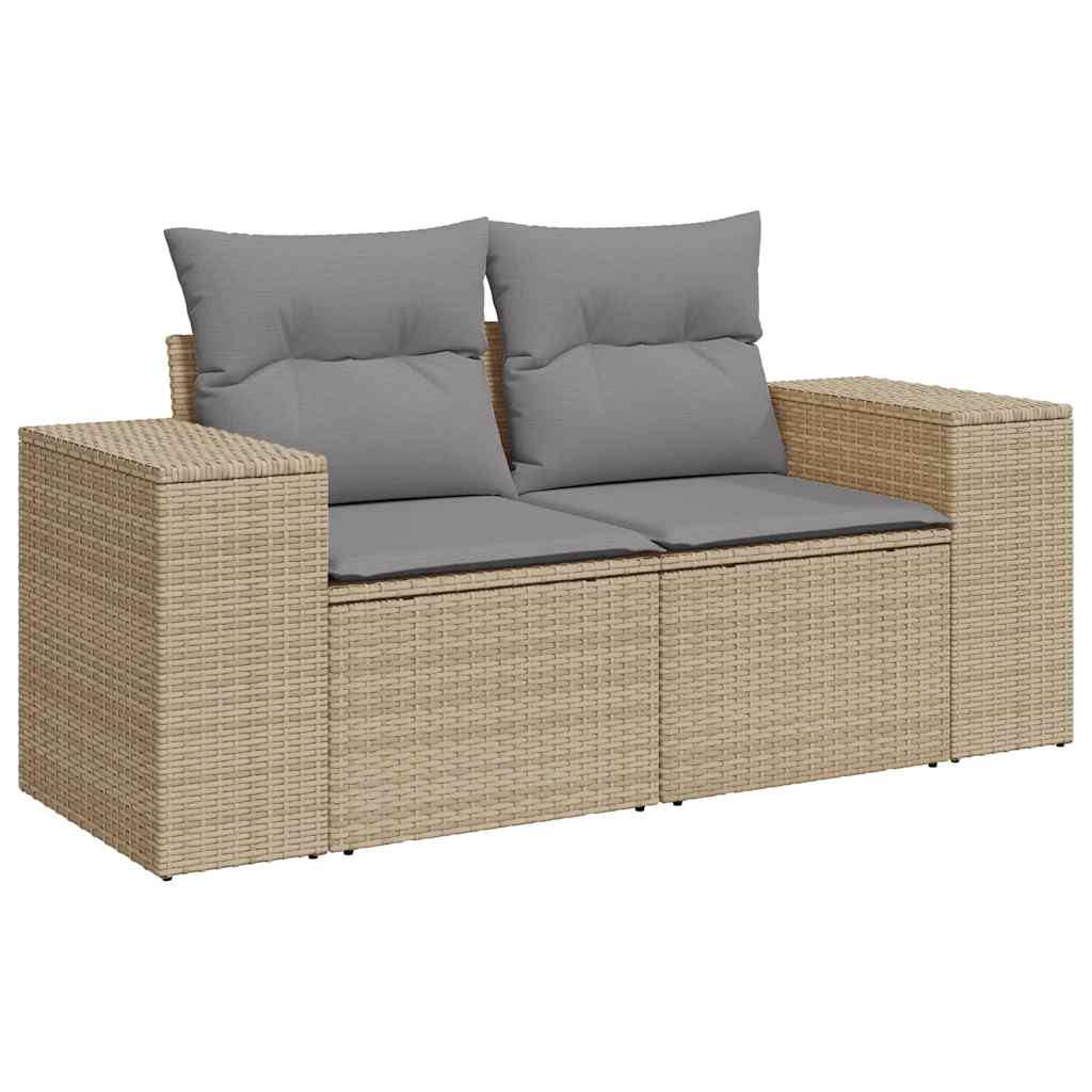 vidaXL 8-delige Loungeset met kussens poly rattan beige