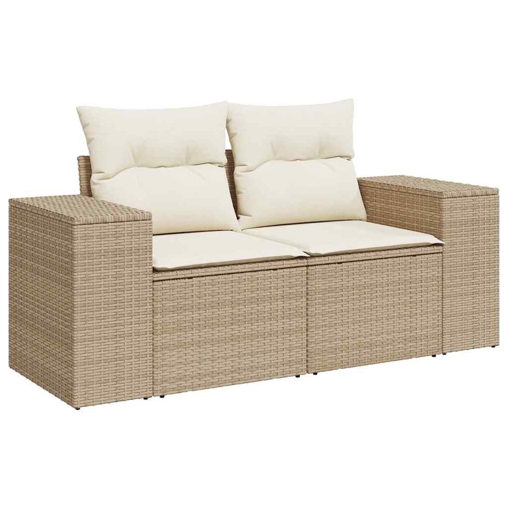 vidaXL 8-delige Loungeset met kussens poly rattan beige