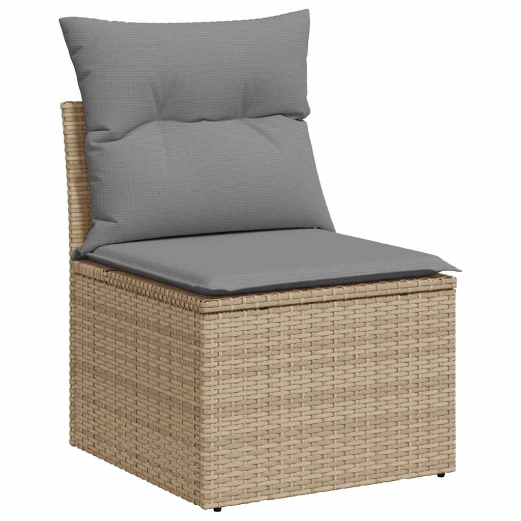 vidaXL 9-delige Loungeset met kussens poly rattan acacia beige