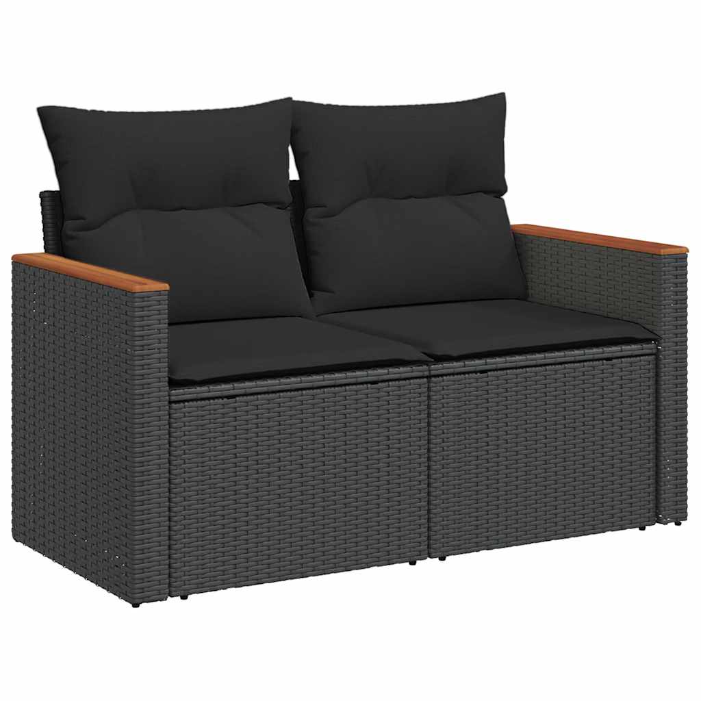 vidaXL 11-delige Loungeset met kussens poly rattan acacia zwart