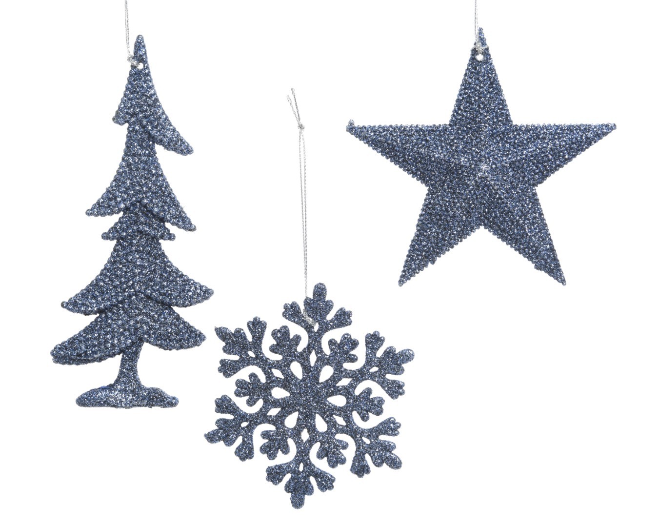 Decoris 10 stuks! Hanger plastic glitter nachtblauw - 