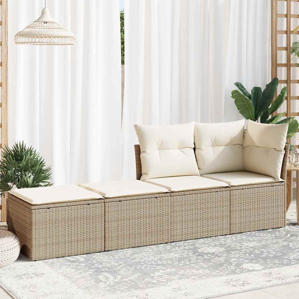 vidaXL 2-delige Loungeset met kussens poly rattan acacia beige