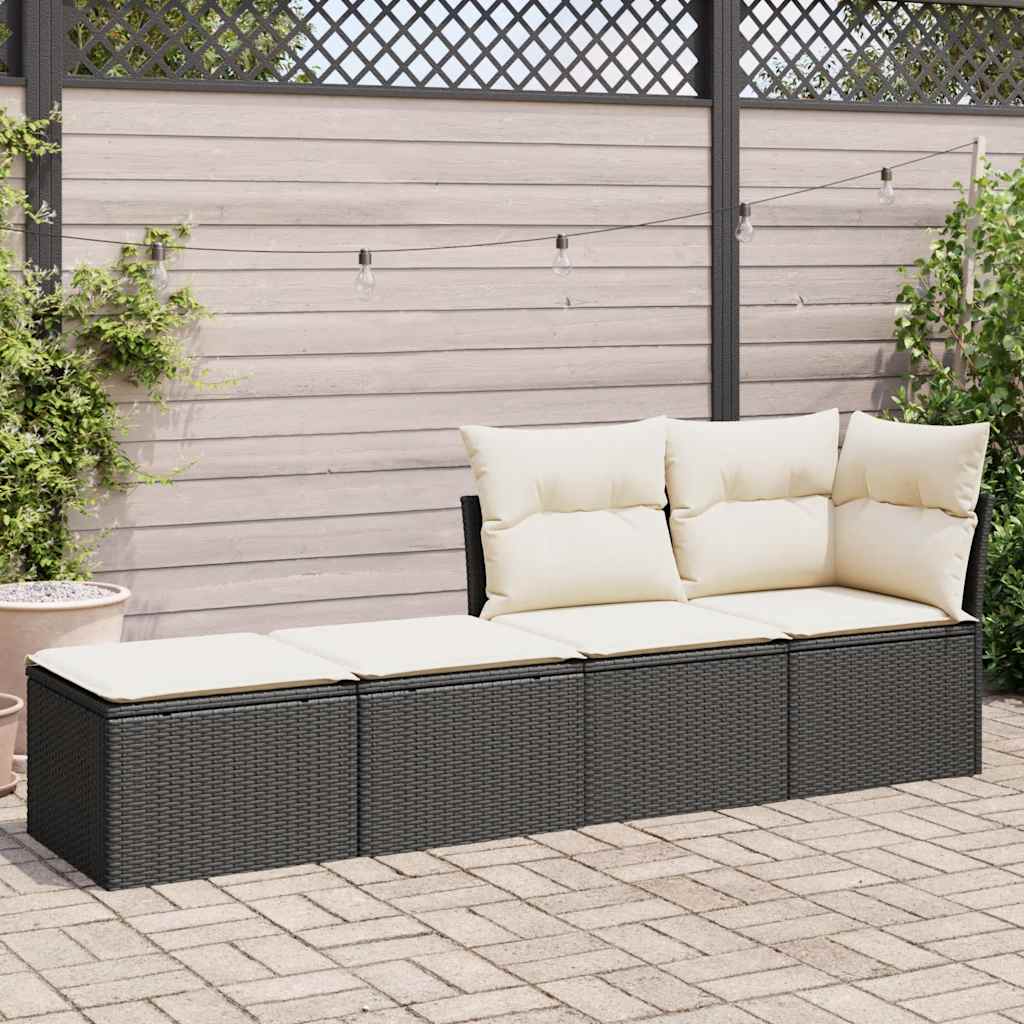 vidaXL 2-delige Loungeset met kussens poly rattan acacia zwart