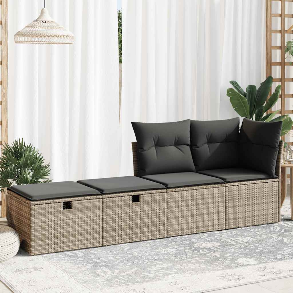 vidaXL 2-delige Loungeset met kussens poly rattan acacia grijs