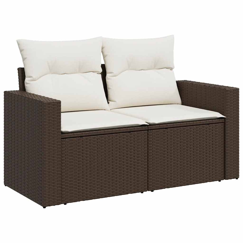 vidaXL 7-delige Loungeset met kussens poly rattan bruin