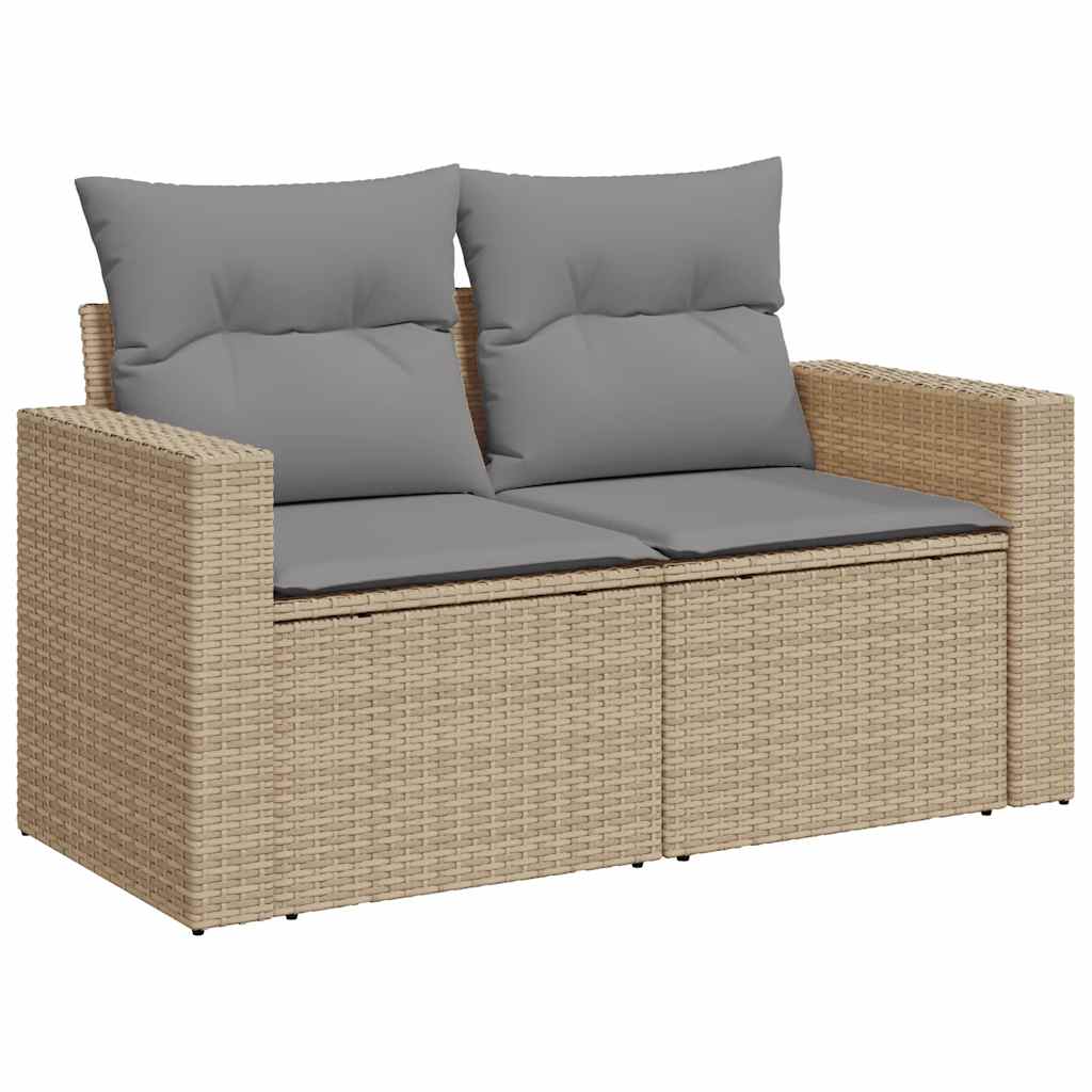 vidaXL 7-delige Loungeset met kussens poly rattan beige