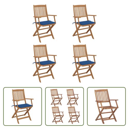 VIDAXL Inklapbare Stoelen - Massief Acaciahout - Set Van 4