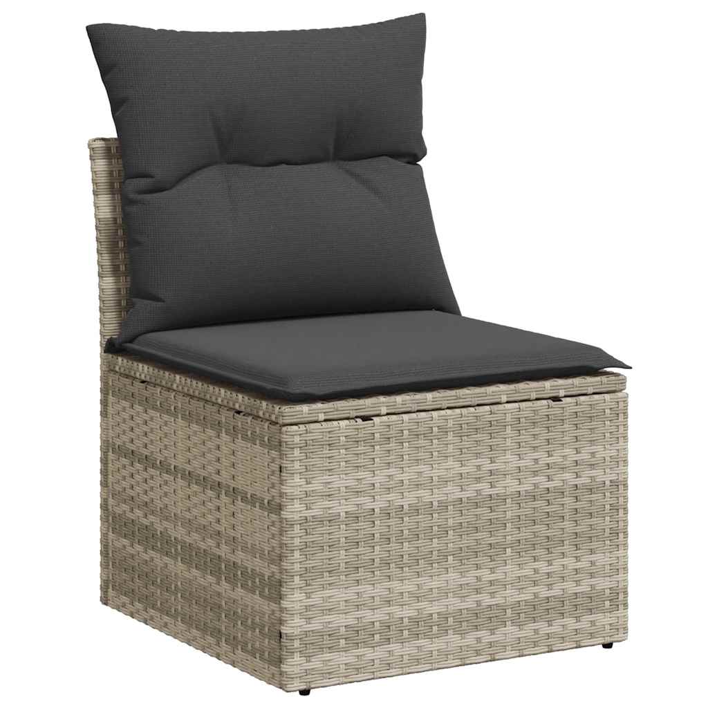 vidaXL 9-delige Loungeset met kussens poly rattan lichtgrijs