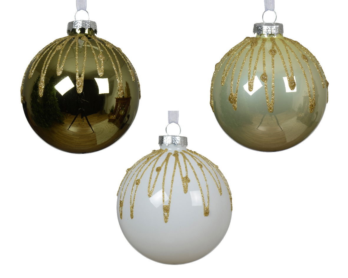 Decoris Kerstbal glas d8l8 cm a3 E - 