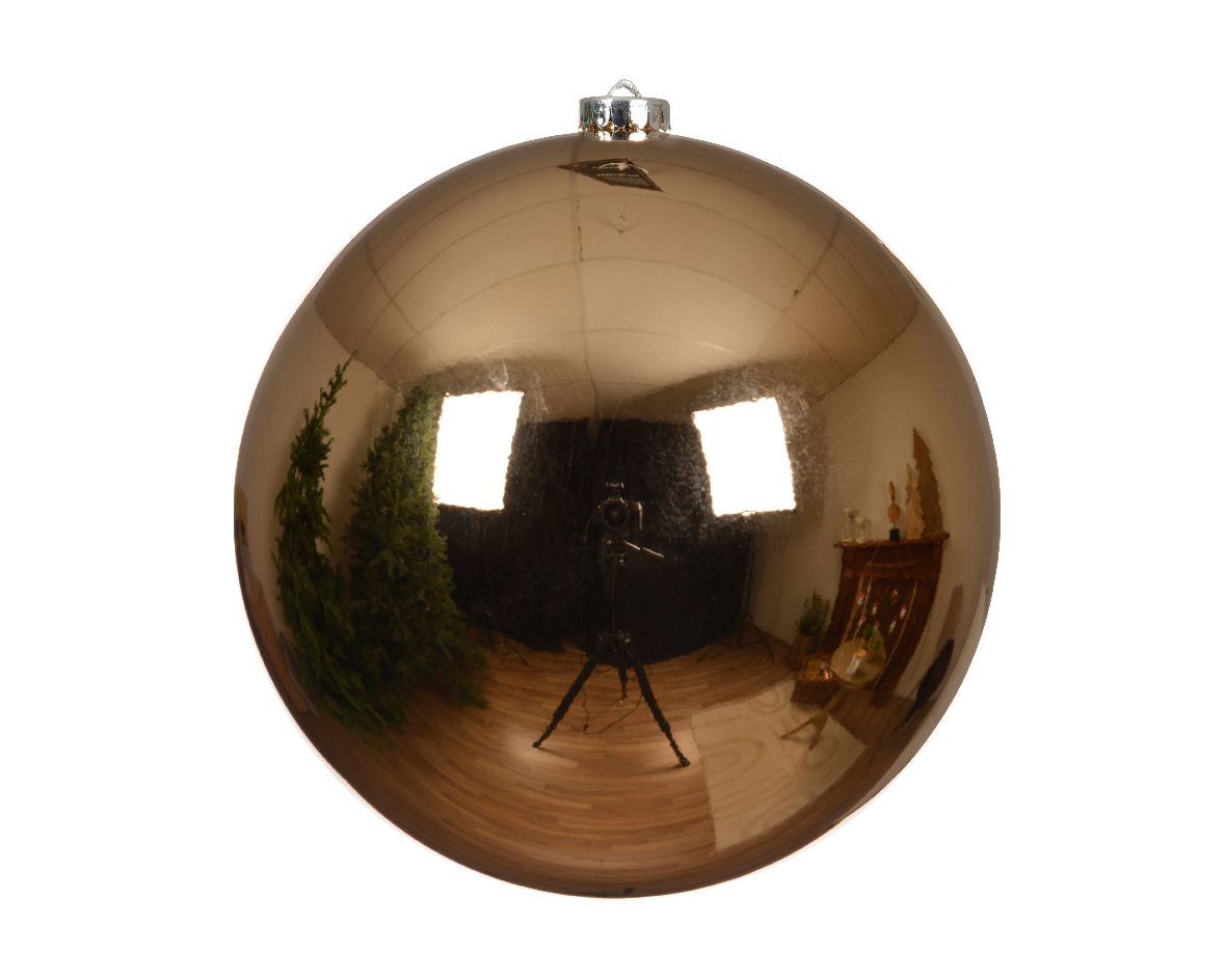 Decoris Kerstballen kunststof d14 cm pec.bruin - 