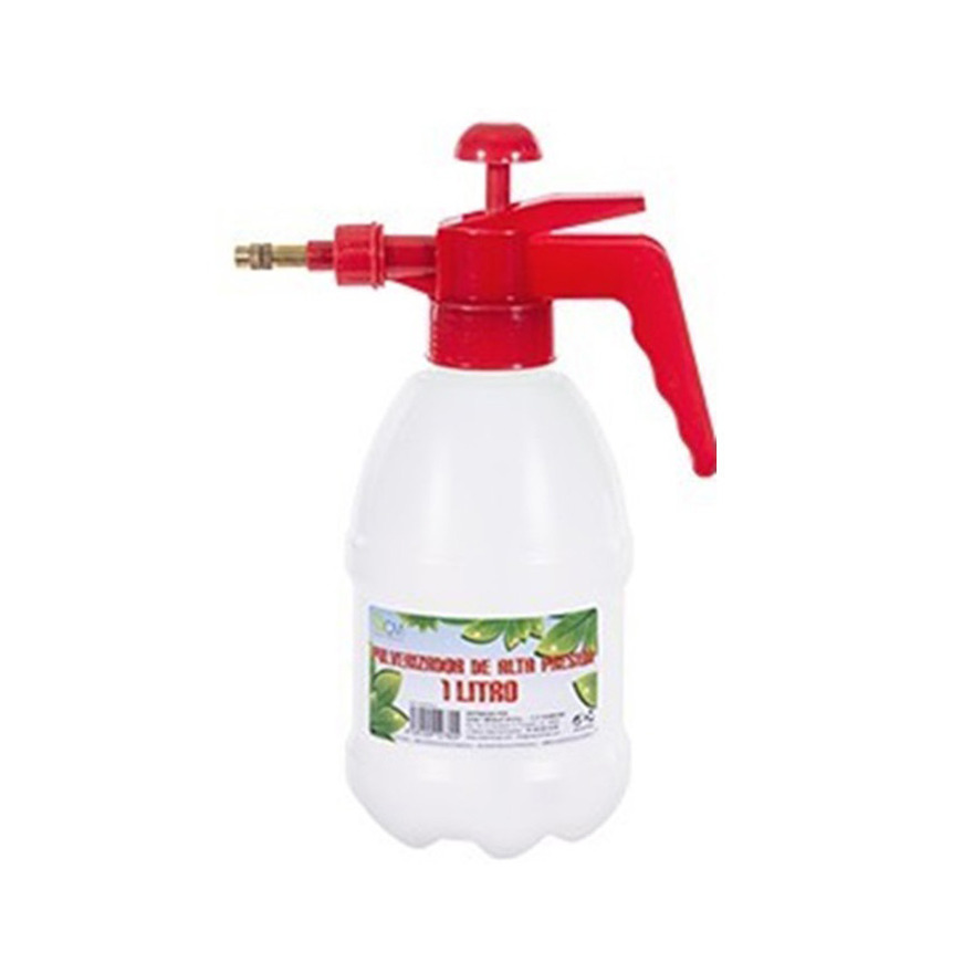 CM Plantenspuit met hoge druk sproeier/vernevelaar - kunststof - 1 liter - rood/wit - 28  -