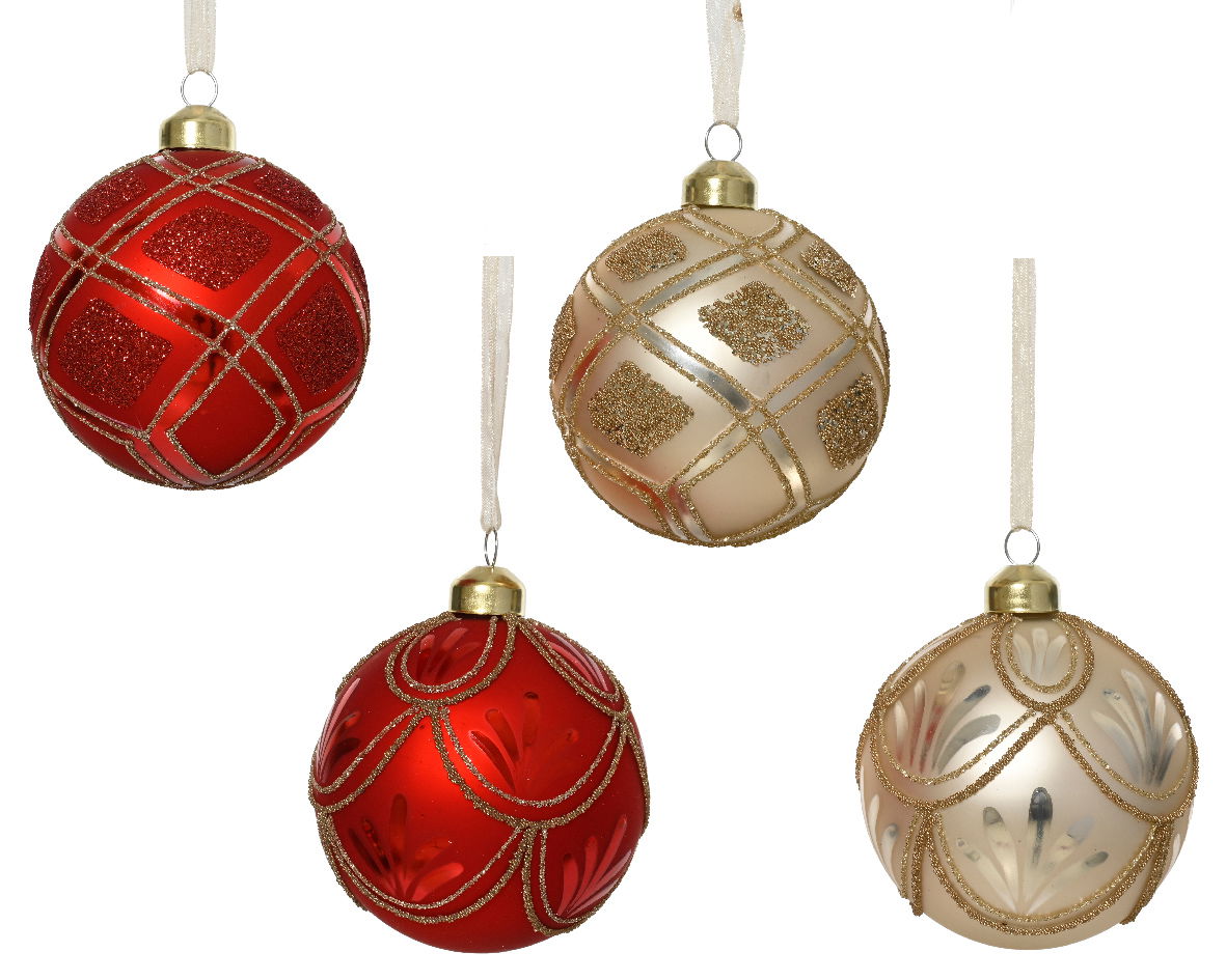 Decoris Kerstbal glas d8 cm a4 Z - 