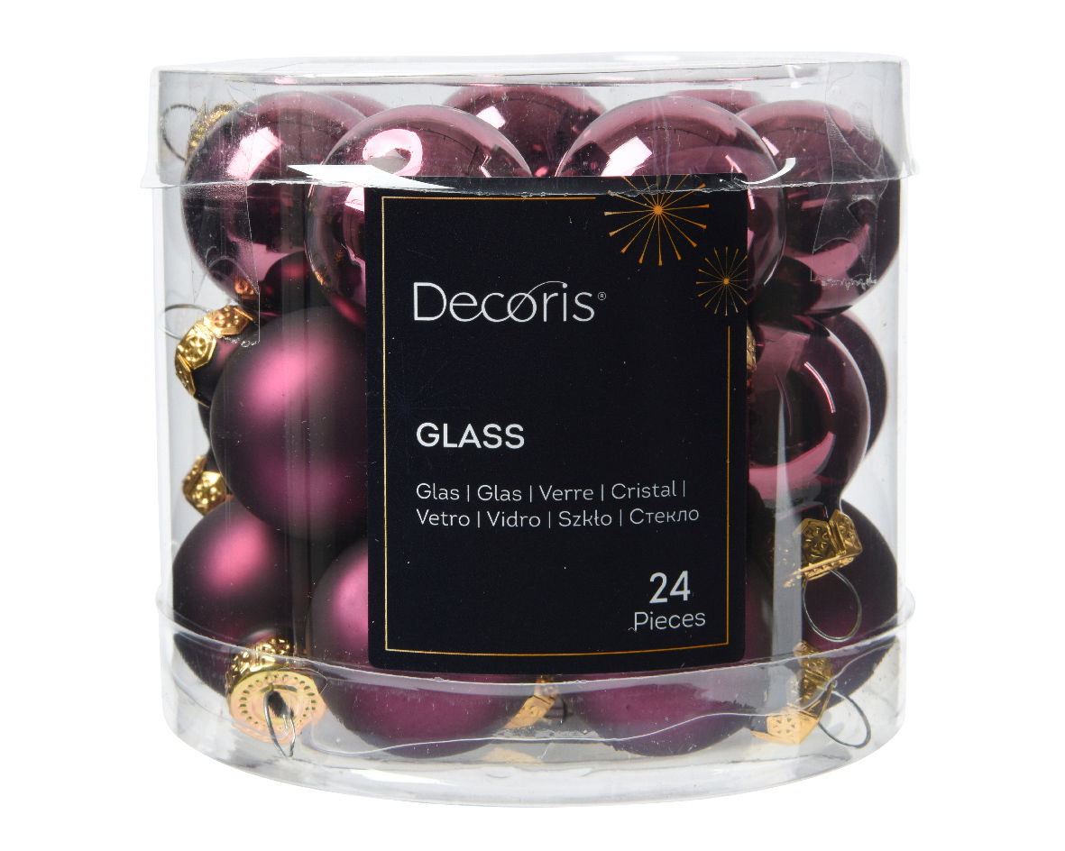 Decoris Kerstbal glas d2.5 cm d.mv 24st - 