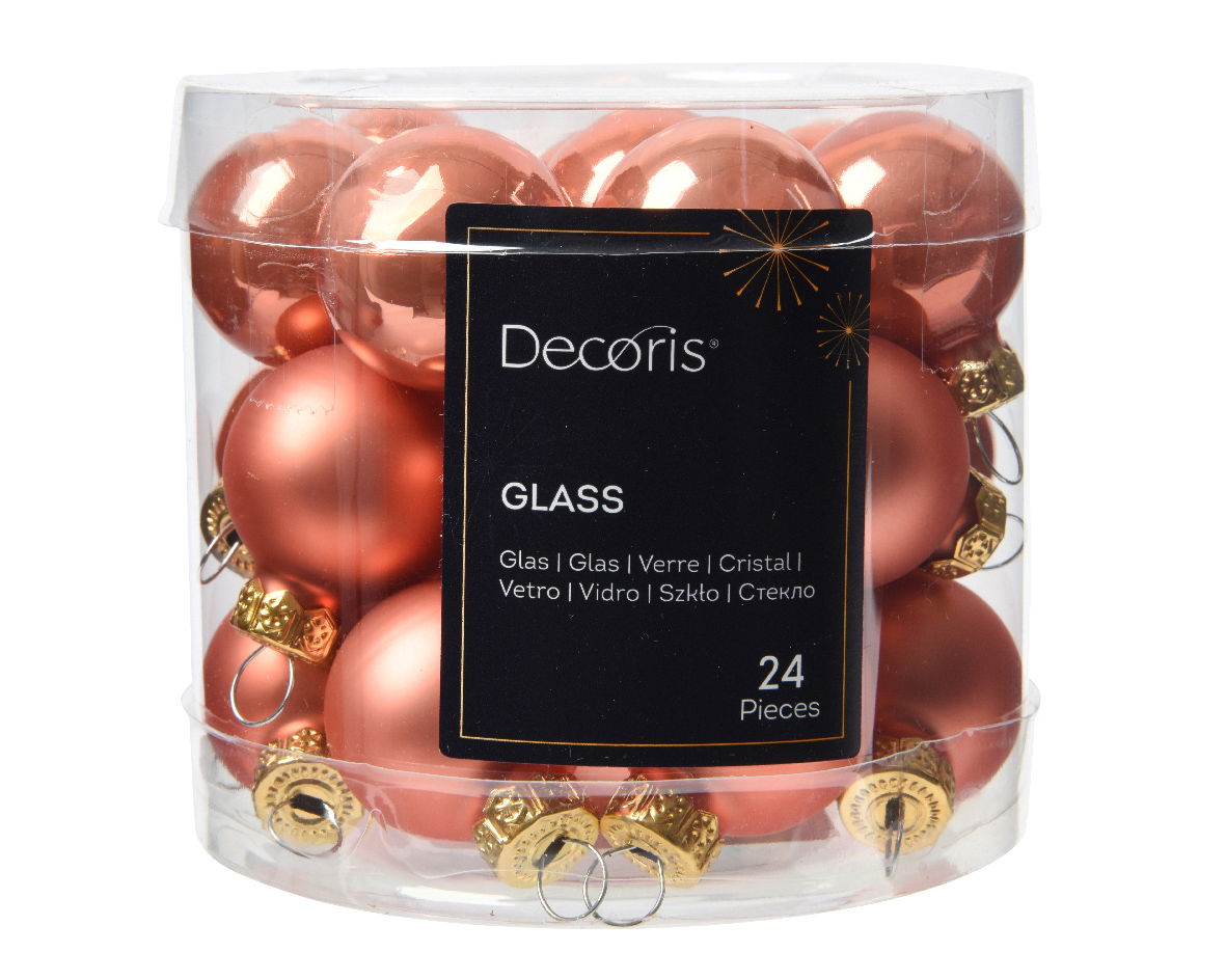 Decoris Kerstbal glas d2.5 cm pompoen 24st - 