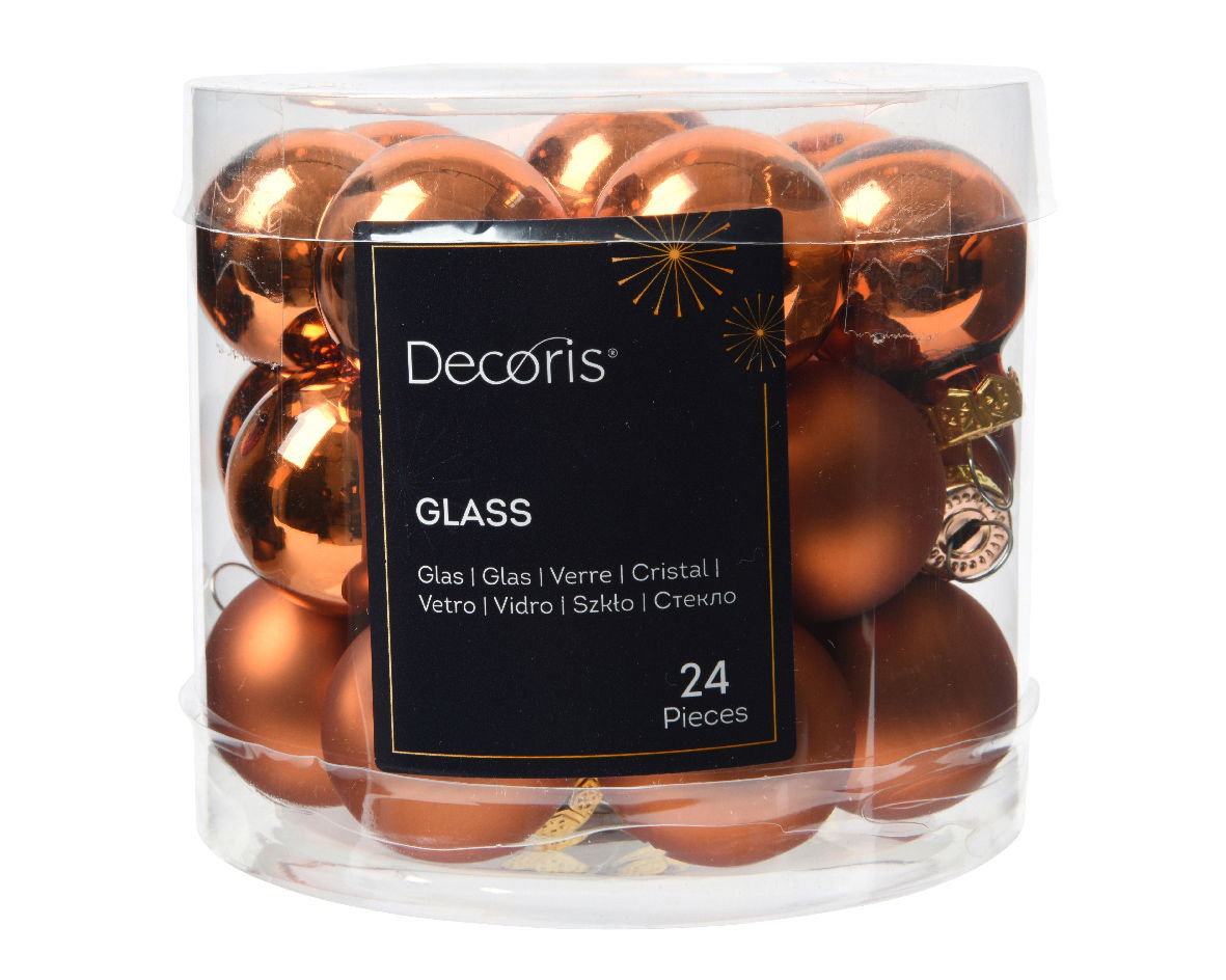 Decoris Kerstbal glas d2.5 cm w.cdr 24st - 