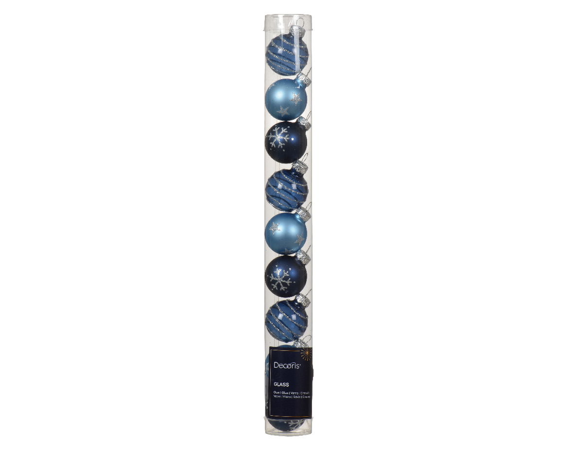 Decoris Kerstballen glas d3 cm blauw 9st - 