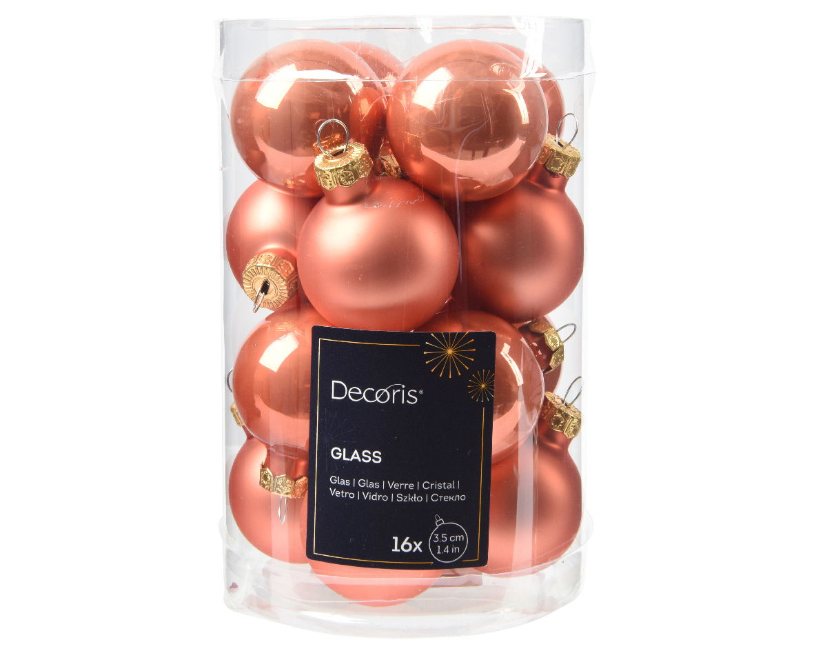 Decoris Kerstballen glas d3.5 cm pmpn 16st - 