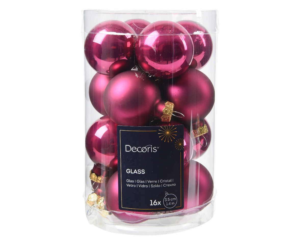 Decoris Kerstbal glas d3.5 cm groentappl 16st - 