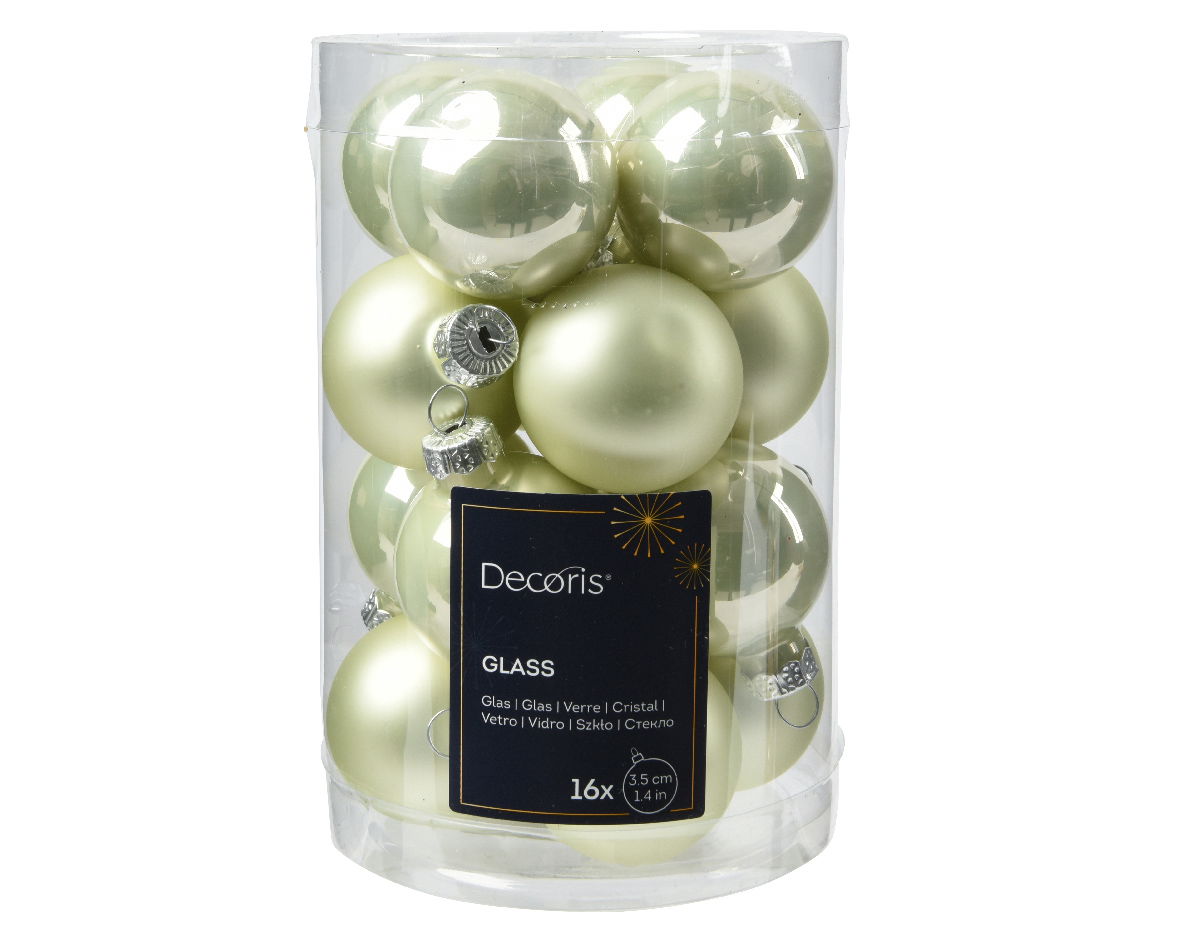 Decoris Kerstballen glas d3.5 cm w.mnt 16st - 