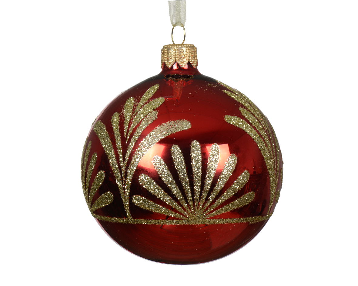 Decoris Kerstballen glas d8 cm kerstrood H - 