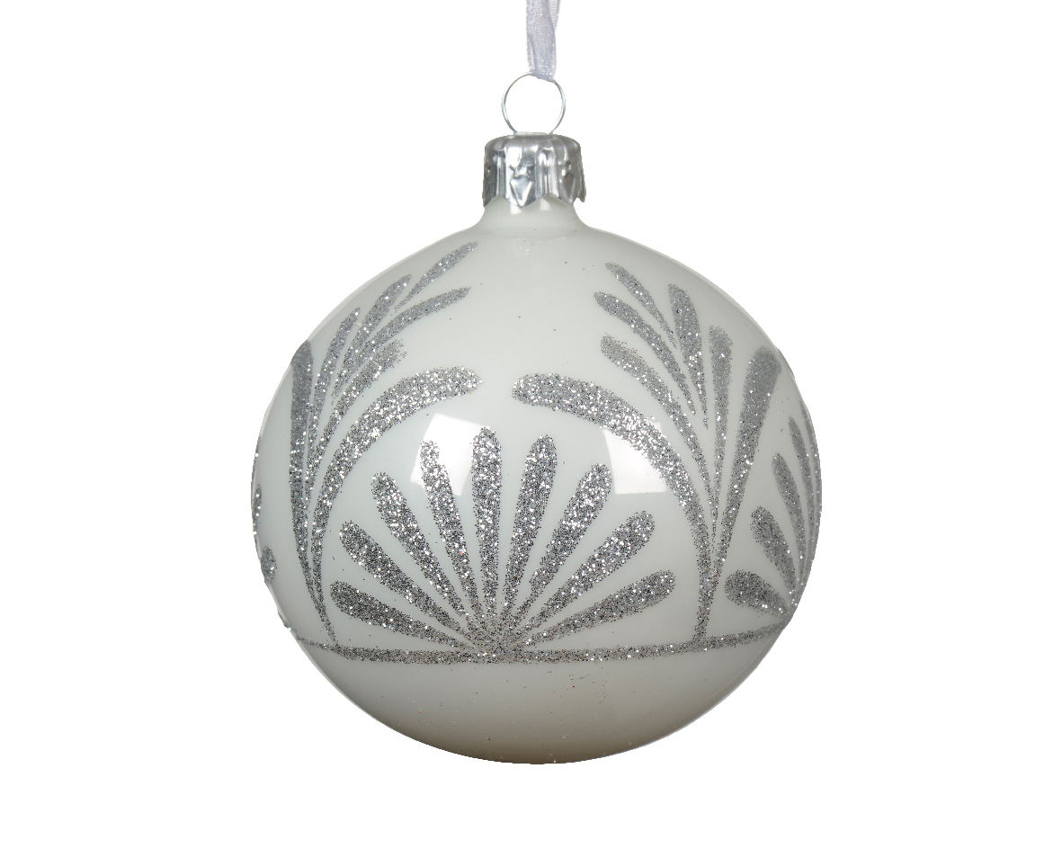 Decoris Kerstballen glas d8 cm winterwit T - 