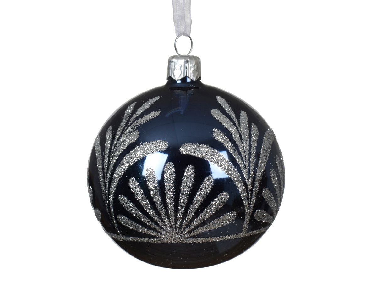 Decoris Kerstballen glas d8 cm nachtblauw Q - 