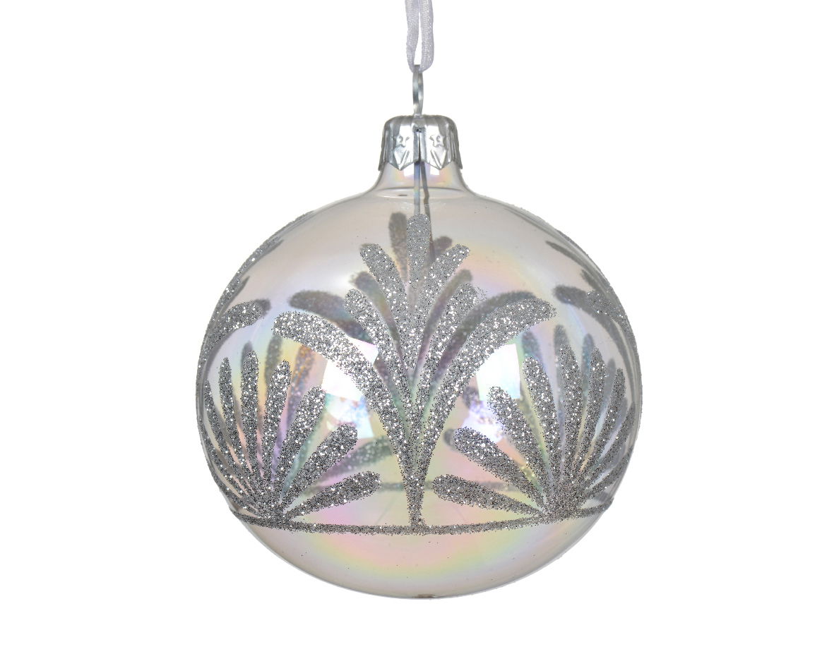 Decoris Kerstbal glas d8 cm iris transparant O - 