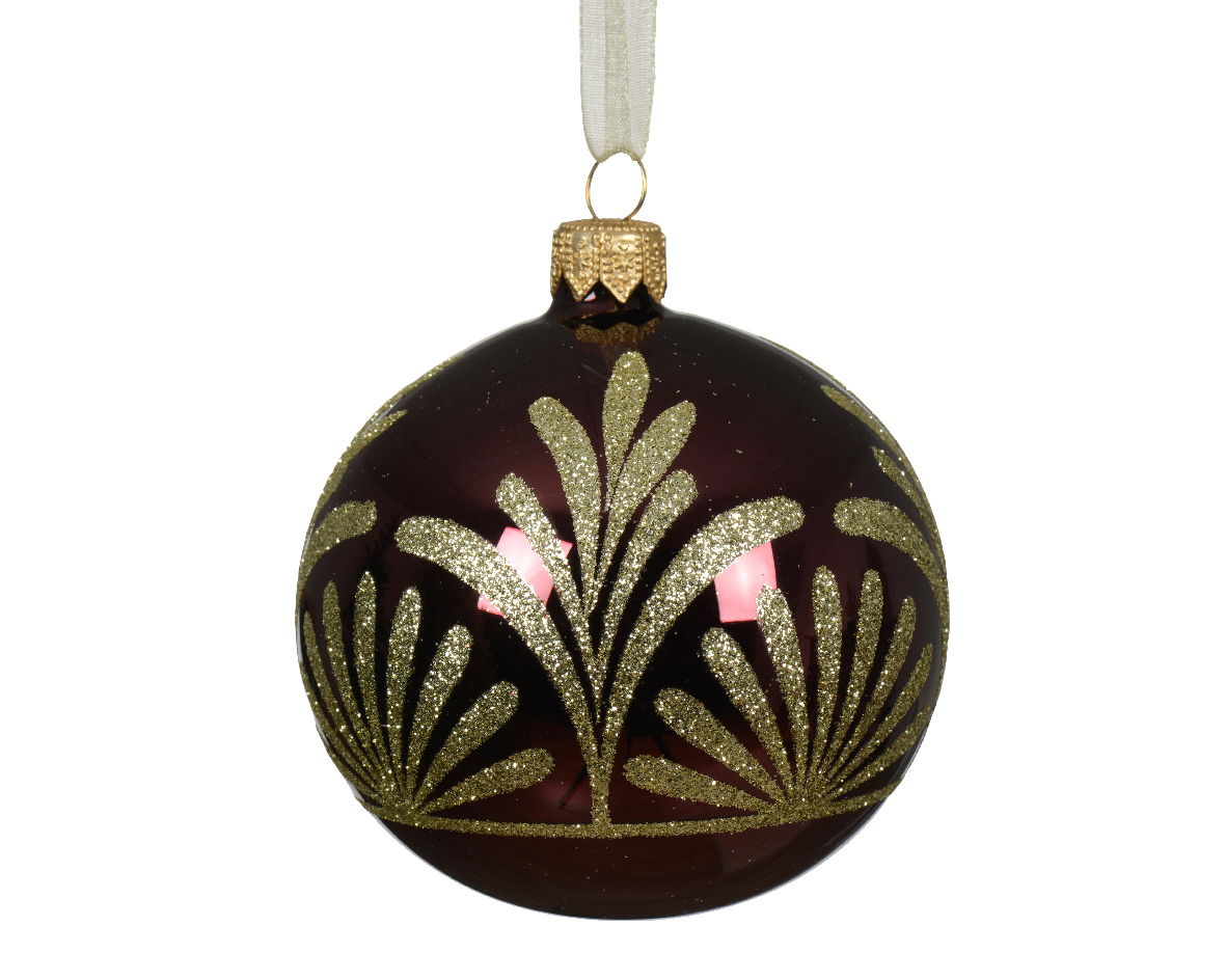 Decoris Kerstballen glas d8 cm donker mauve L - 