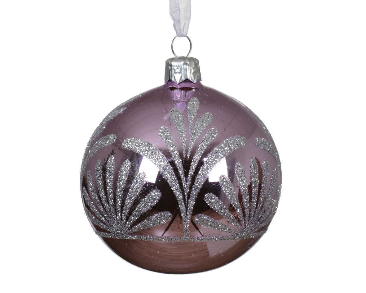 Decoris Kerstballen glas d8 cm fris lila P - 