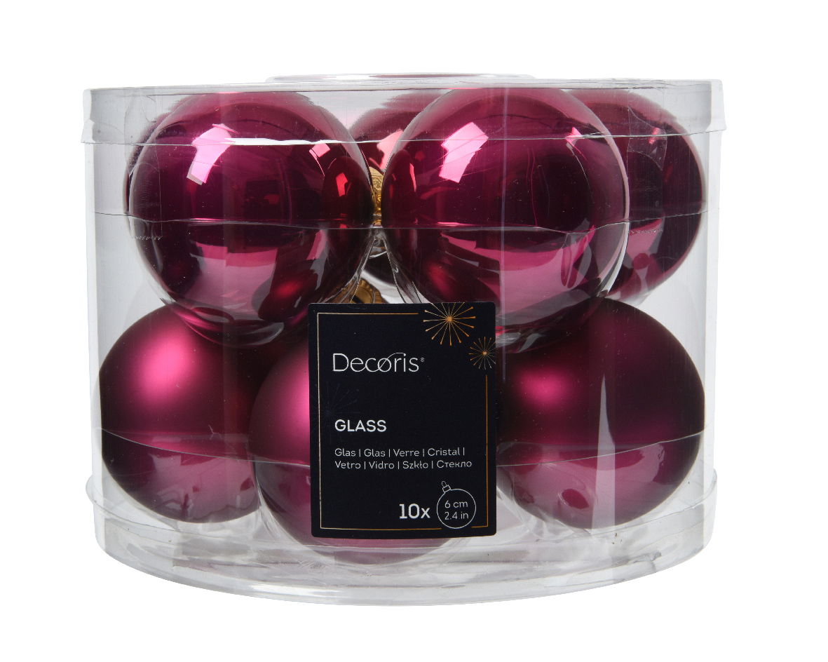 Decoris Kerstbal glas d6 cm groentappl 10st - 