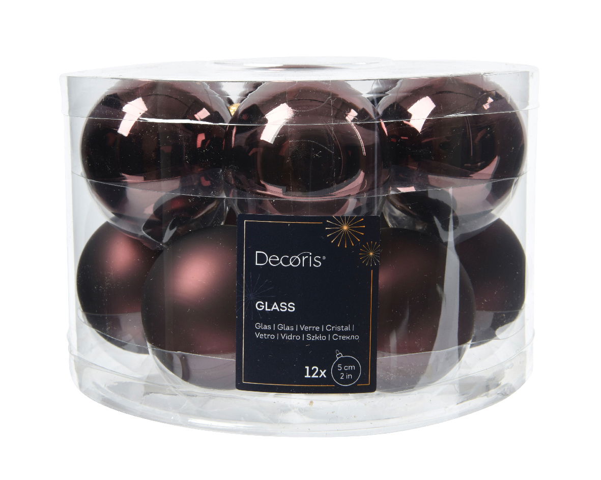 Decoris Kerstbal glas d5 cm z.trffl 12st - 