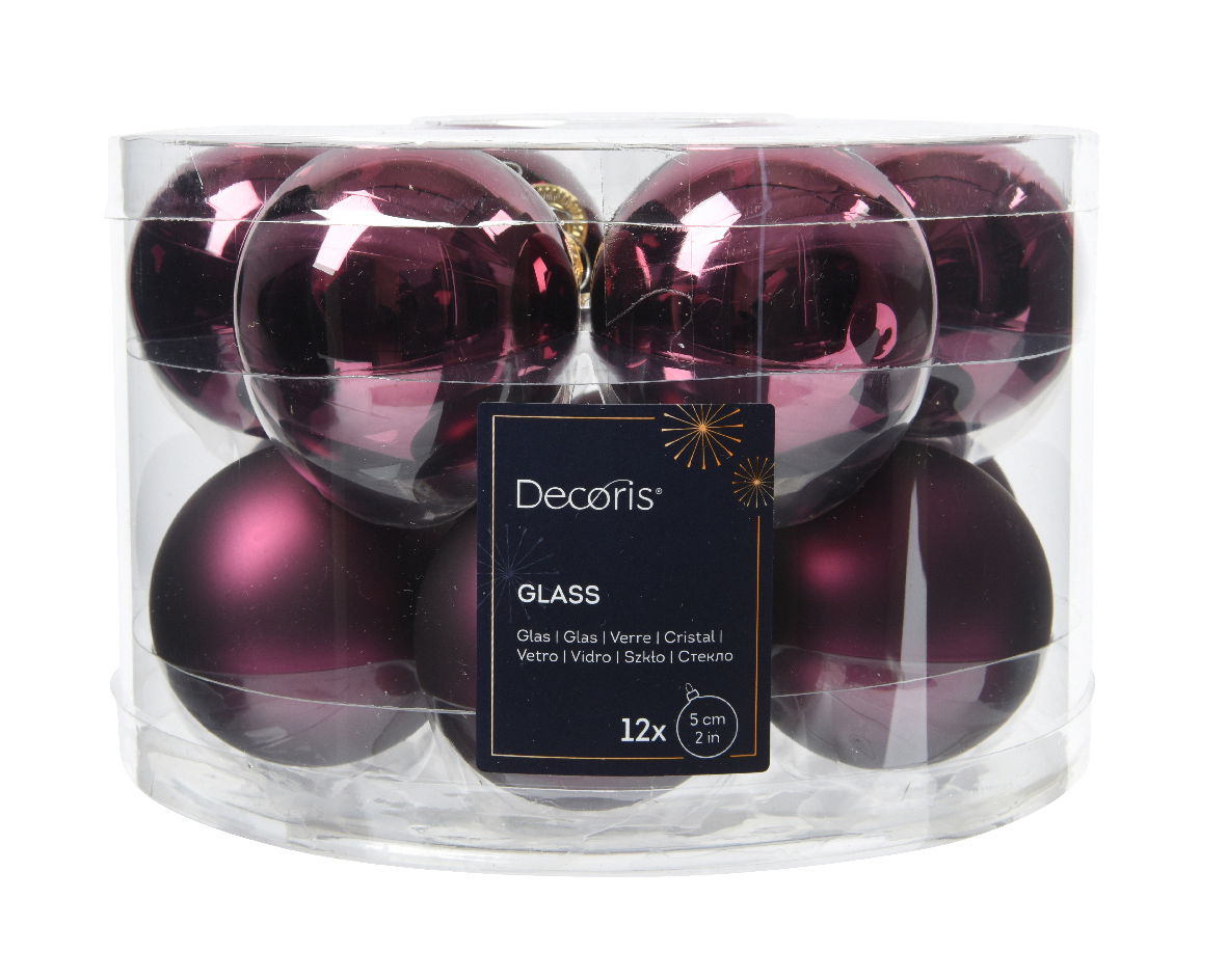 Decoris Kerstbal glas d5 cm d.mv 12st - 